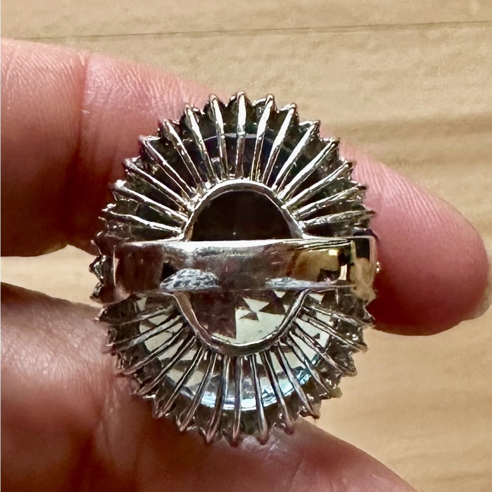 White Gold, London Blue Topaz with Diamonds Cocktail Ring - Picture 8 of 12